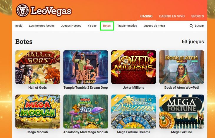 Sección de juegos de botes en LeoVegas Chile