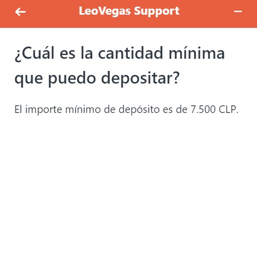 Pregunta hecha a la atención al cliente sobre el mínimo de depósito