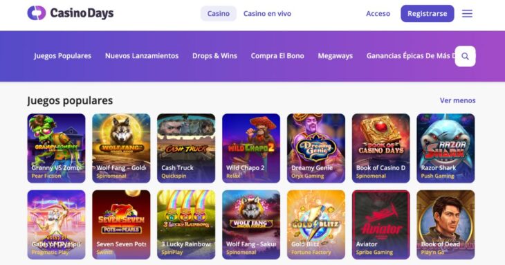 Imagen destacada de la web de casinodays