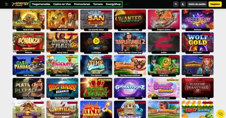 Visión general de los diferentes juegos disponibles en el casino energy