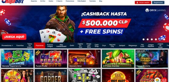 visión general de la página web de rojabet casino