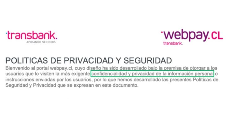 Artículo sobre politicas de privacidad y seguridad de Webpay